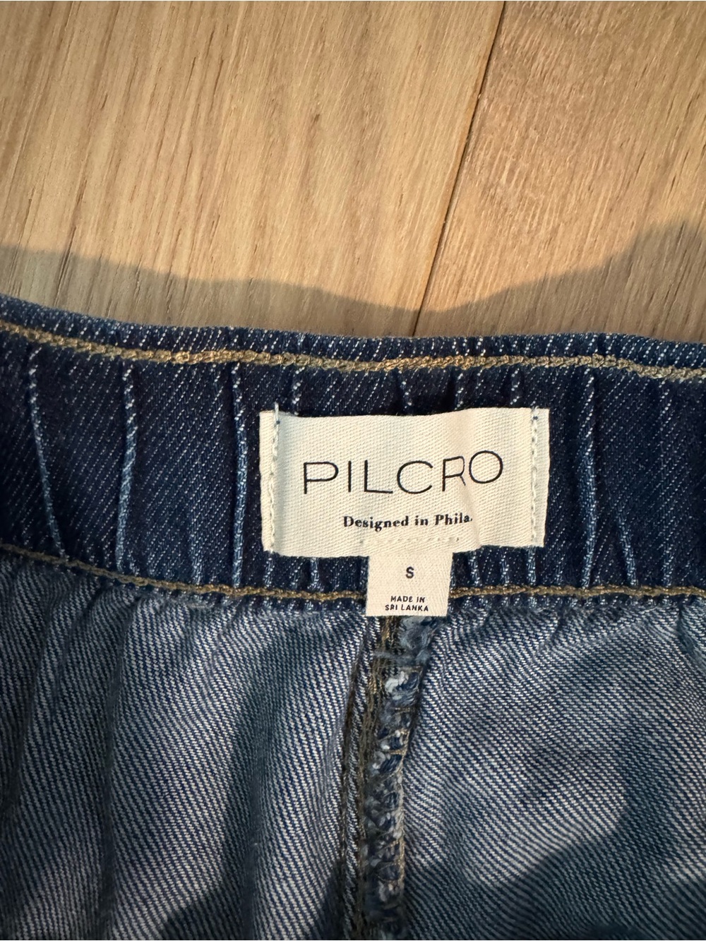 Anthropologie Pilcro Positano Patchwork Blue Wide-Leg Cropped Jeans - Picture 5 of 5